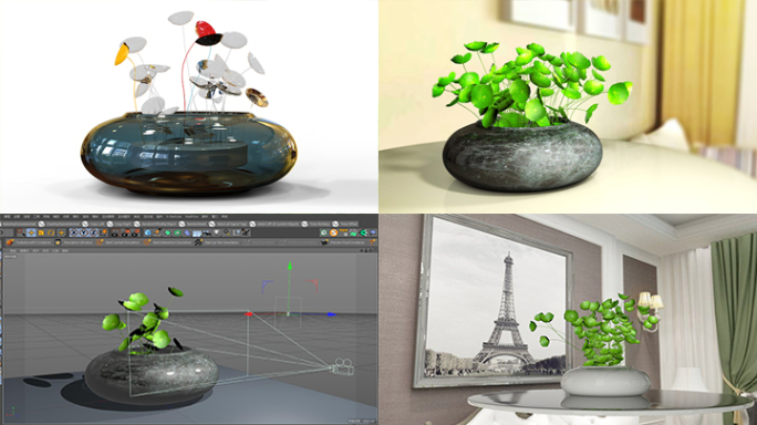 【原创】C4D植物模型带动画工程带贴图