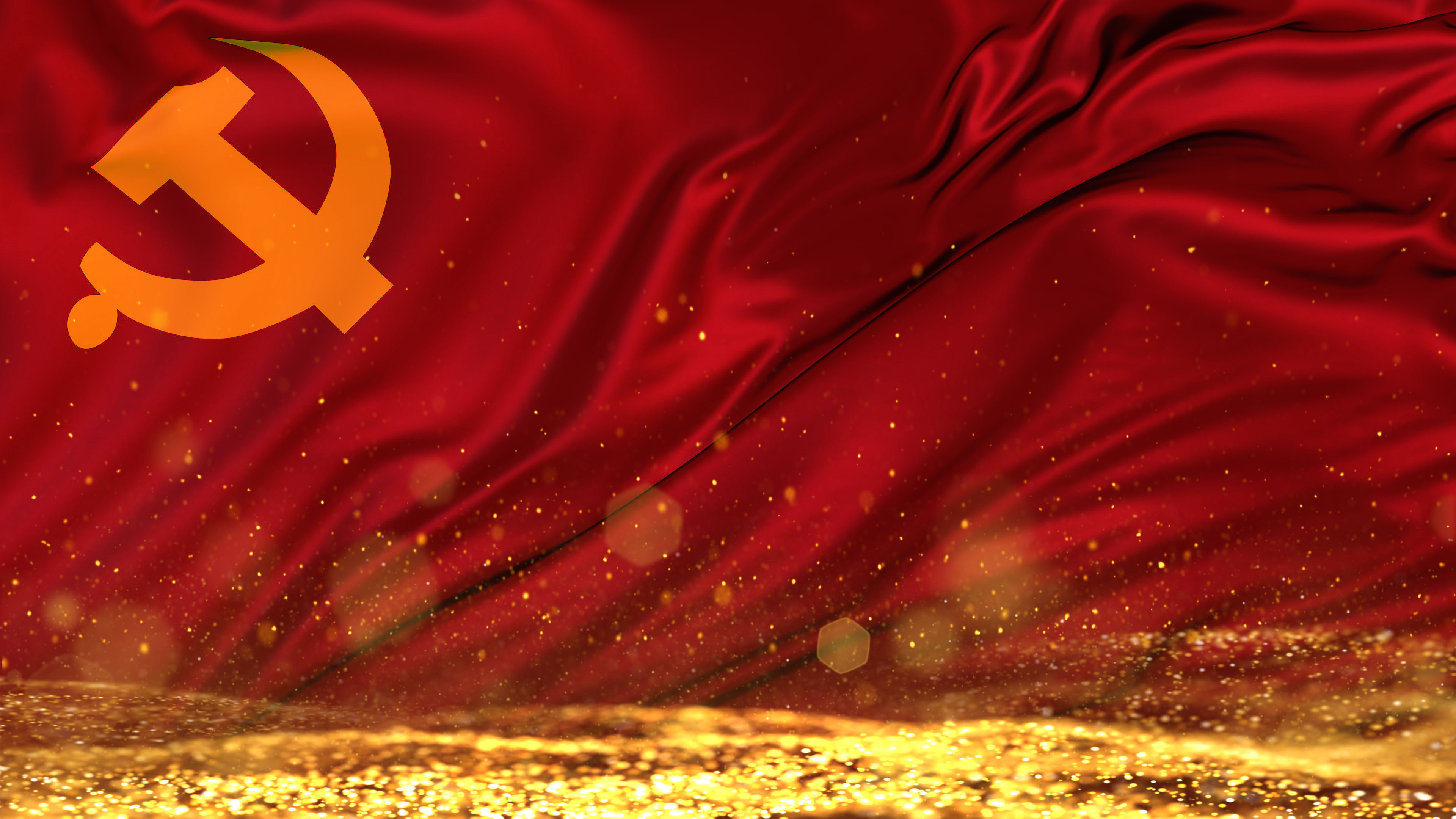 党旗粒子背景(4k)无缝循环_3840x2160_高清视频素材下载(编号:3938979