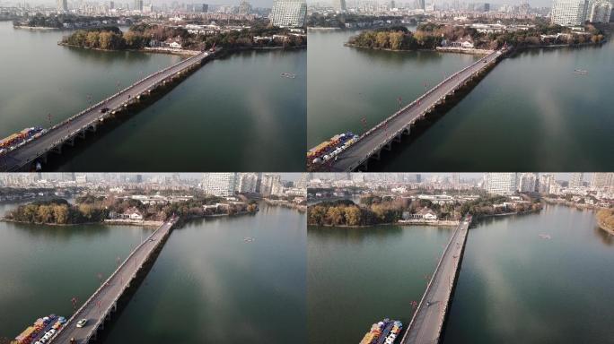 南京百家湖桥水面航拍景色
