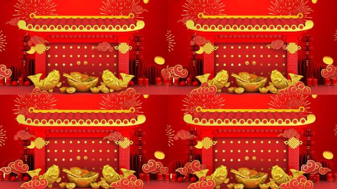 红色喜庆元旦新年年会片头等AE模板