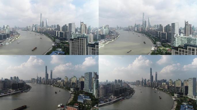 上海南外滩黄浦江建筑航拍天际线