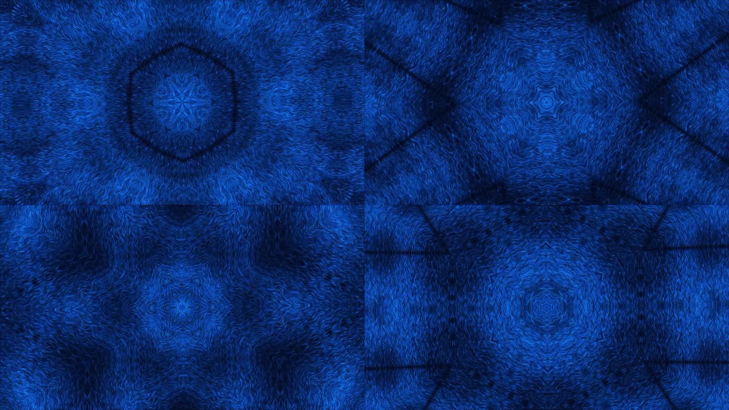 271蓝色六角形万花筒旋转动态背景