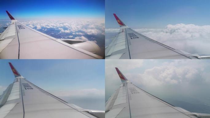 4K飞机高空云海飞行-飞机翅膀-云海云雾