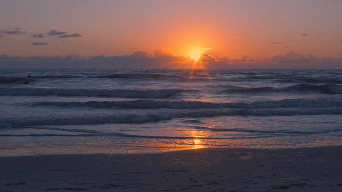 超清夕阳海边海水素材海边