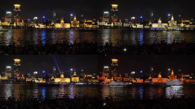 4K原素材-建国70周年上海外滩灯光秀