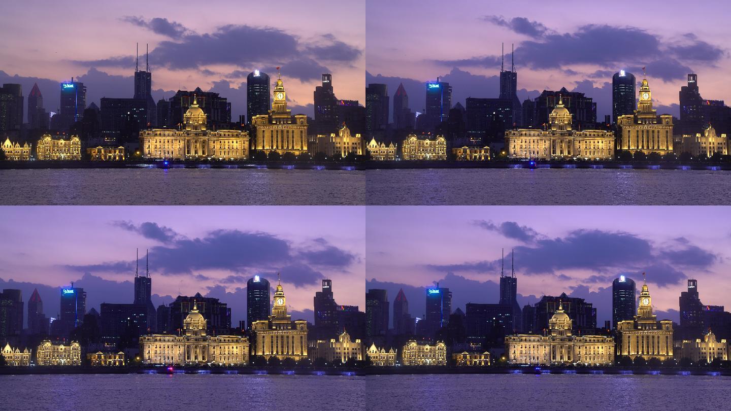 4K原素材-建国70周年上海外滩灯光秀