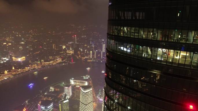 4K原素材-航拍上海中心大厦观光厅