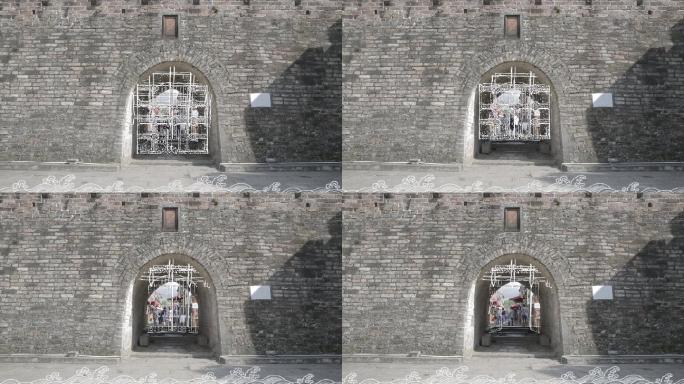 古代城墙城楼大门白边手绘城门动画AE模版