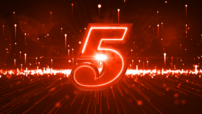 原创红色震撼大气高清5秒倒计时数字片头