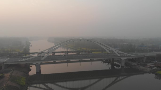 4K原素材-航拍阜阳颍河大桥