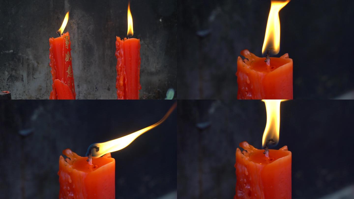4K蜡烛燃烧-火苗升格慢镜-烛光烛火
