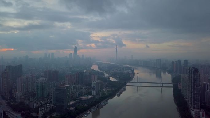 版权可商用广州珠江新城清晨4K航拍