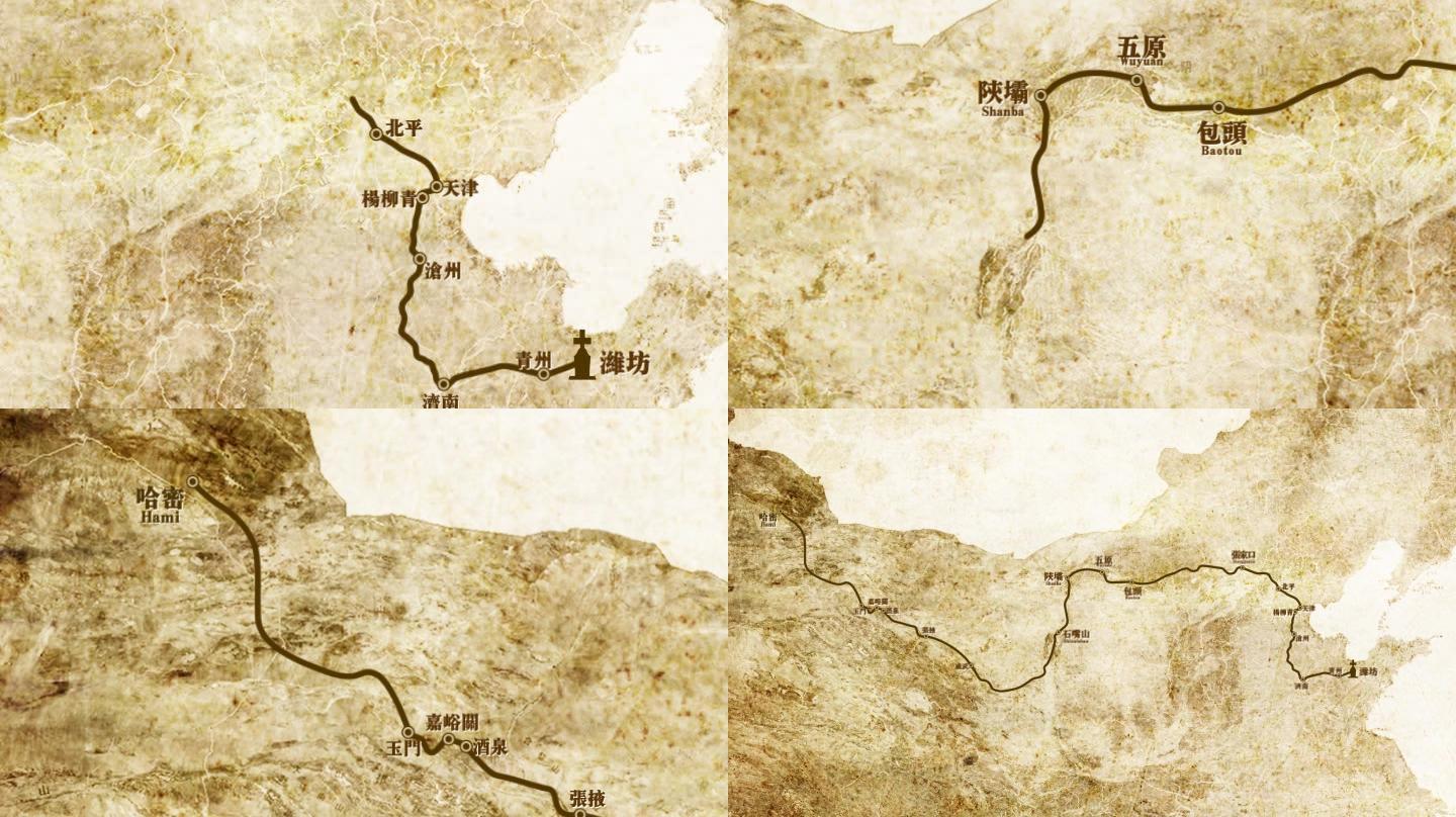 怀旧中国地图路线新疆城市山东