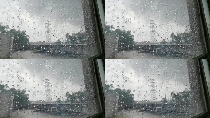 【原创】下雨的窗外雷雨暴雨天气