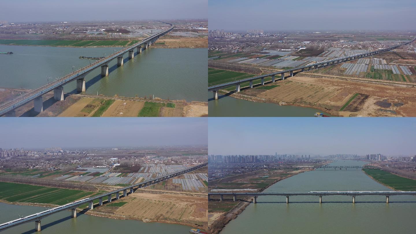 4K蚌埠高铁京沪高铁大桥航拍