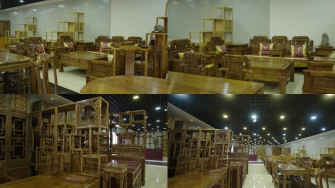 实木家具展室滑轨拍摄4K素材