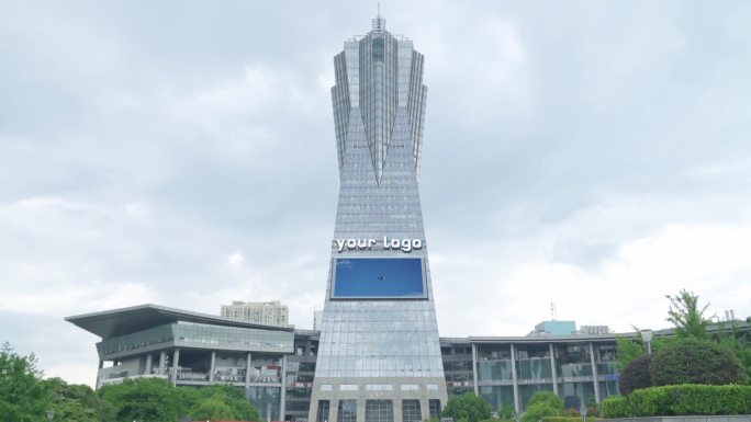 城市地标性建筑杭高楼户外广告logo展示