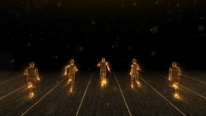 金色粒子人物跑道奔跑循环视频