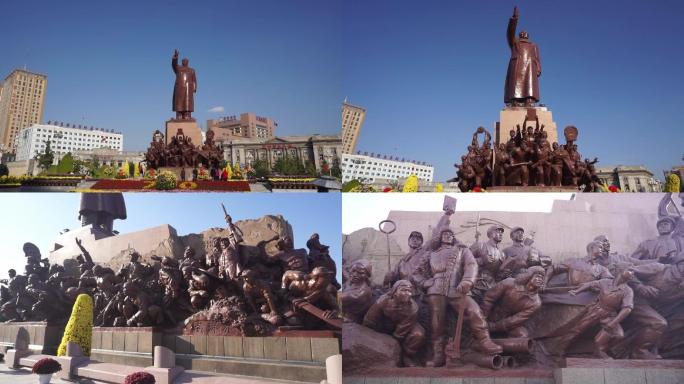 沈阳中山广场毛主席塑像常速晴天拍摄素材