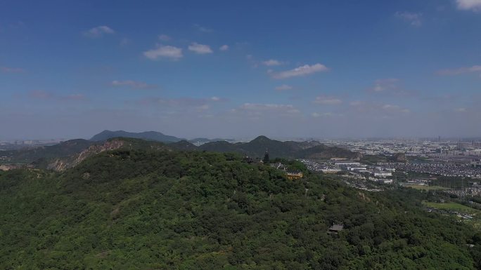 航拍灵岩山木渎苏州景区