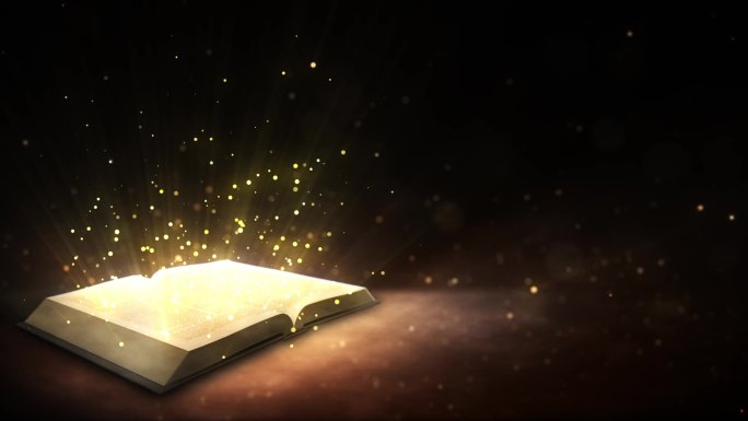 金色粒子梦幻书籍翻页循环视频