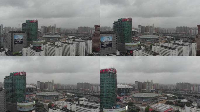 4K原素材-航拍上海徐汇区城市全景