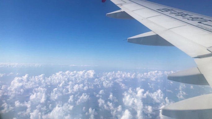 飞机上看白云-上海机场外的海边上