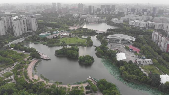 4K原素材-航拍上海新江湾城公园