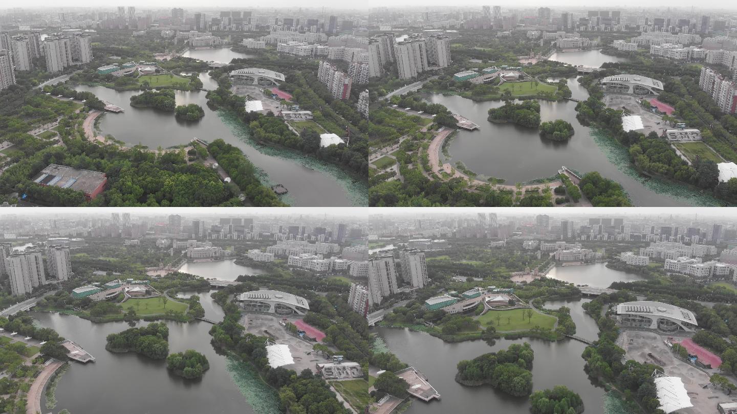 4K原素材-航拍上海新江湾城公园