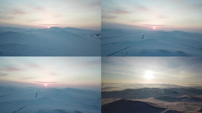 雪原日出，内蒙古，早晨