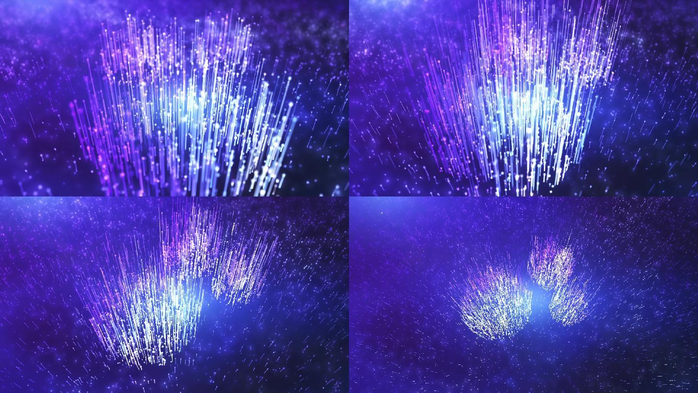 紫色光点粒子线条汇聚成logo