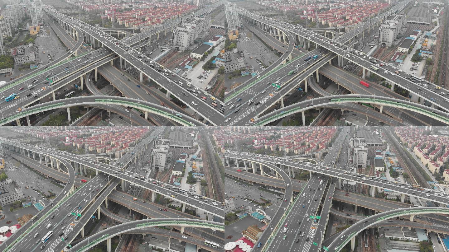 4K原素材-上海中环路高架与沪闵高架立交