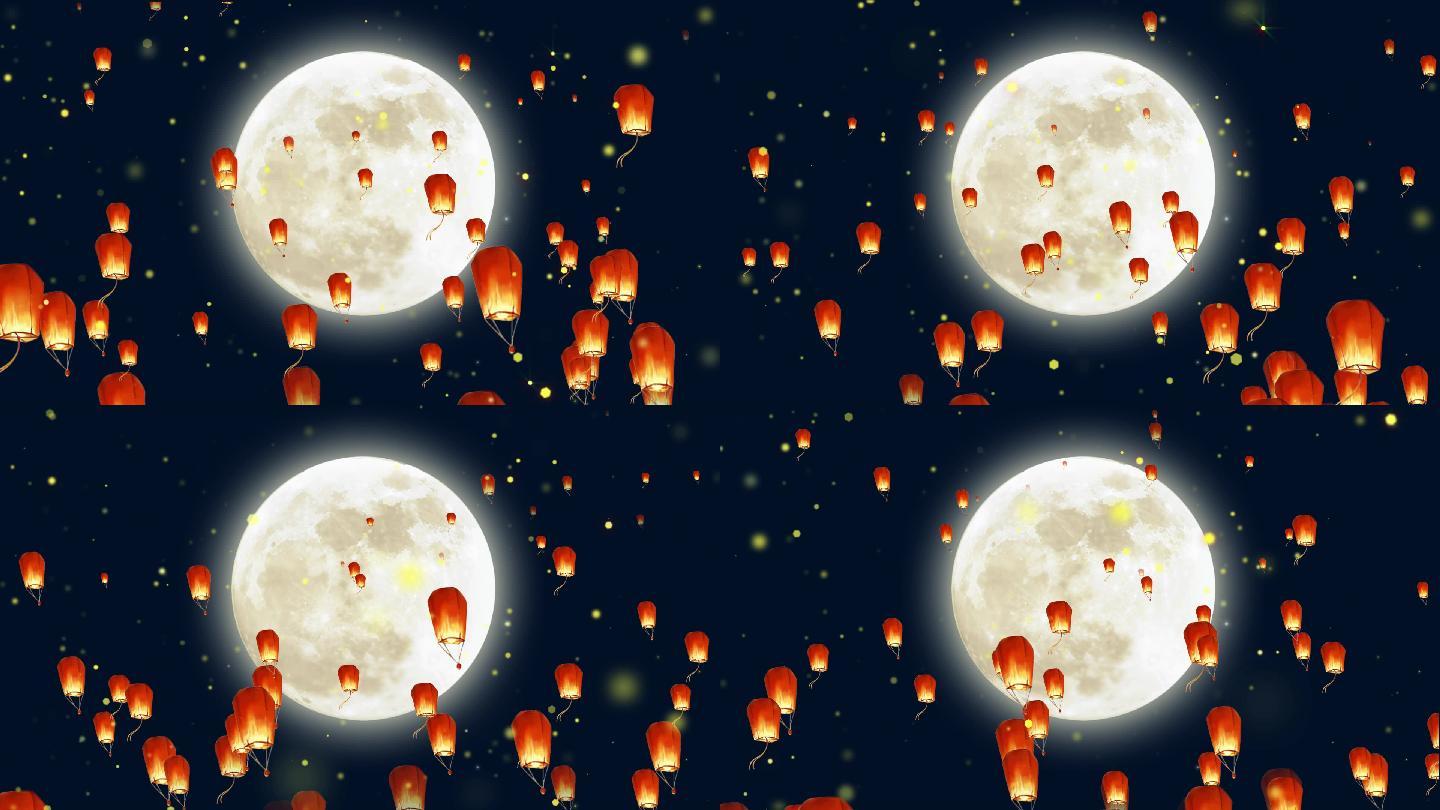 中秋节孔明灯月夜背景 19x1080 高清视频素材下载 编号 舞台背景 Vj师网www Vjshi Com
