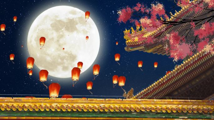 中国风中秋节月夜LED背景