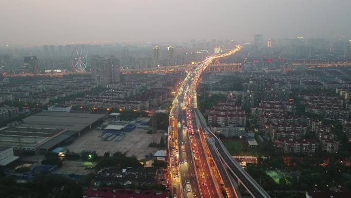 4K原素材-航拍上海中环路高架