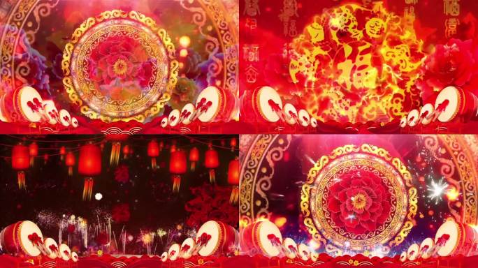 欢乐中国年配乐成品新年舞台背景