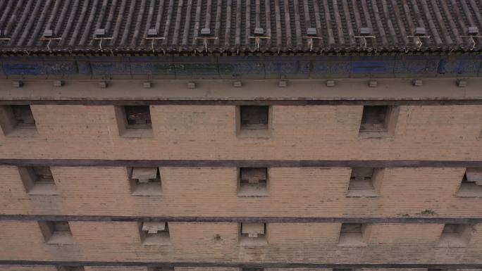 4K-log原素材-西安城墙城楼航拍