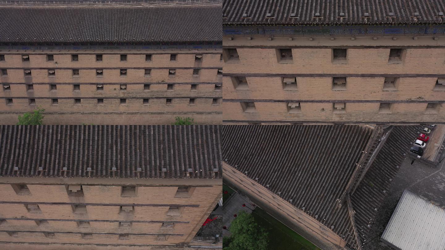 4K-log原素材-西安城墙城楼航拍