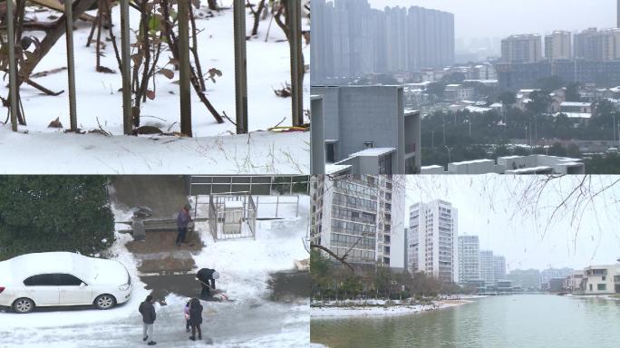 雪景、县城雪景、南方的雪