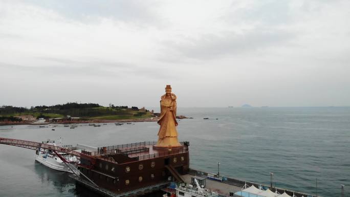 青岛妈祖雕像航拍