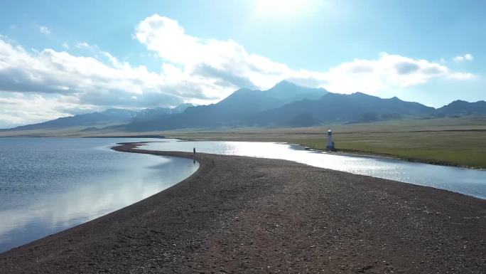 新疆博州航拍，赛里木湖，百里风车，羊群
