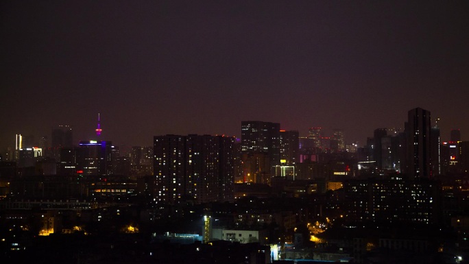 成都城市日转夜夜景延时