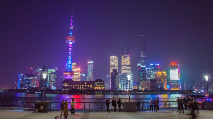 上海4k夜景大范围移动延时