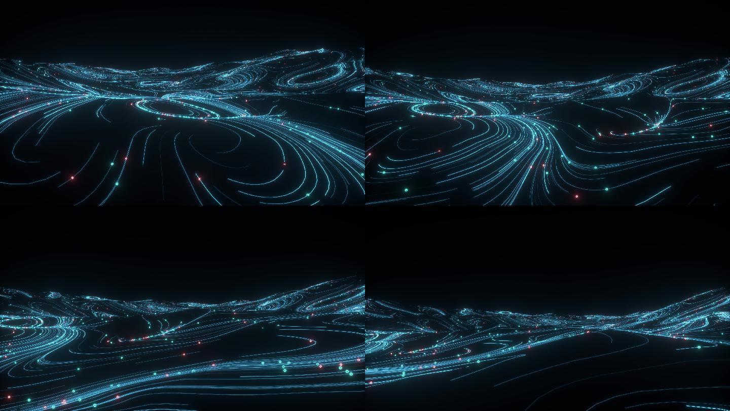 科技粒子线条地面起伏旋涡