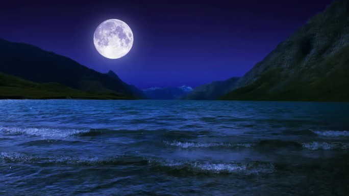 月夜海浪
