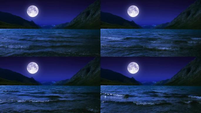 月夜海浪