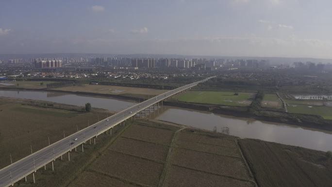 4K-log原素材-渭河大桥航拍