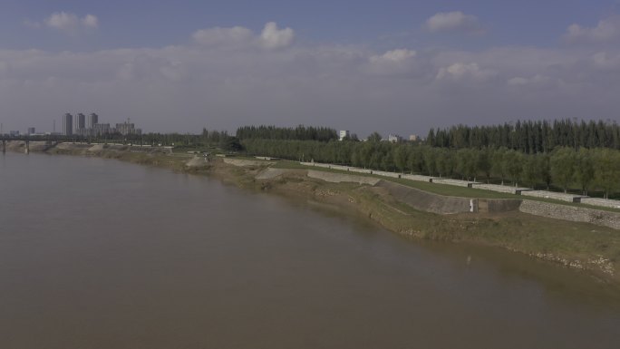 4K-log原素材-渭河堤坝