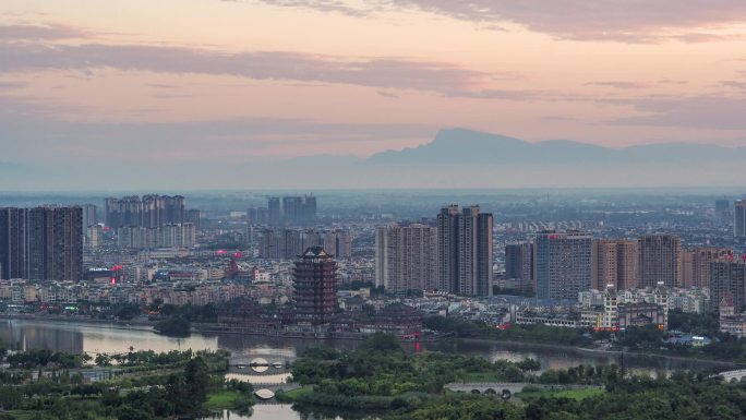 眉山远景楼日落延时