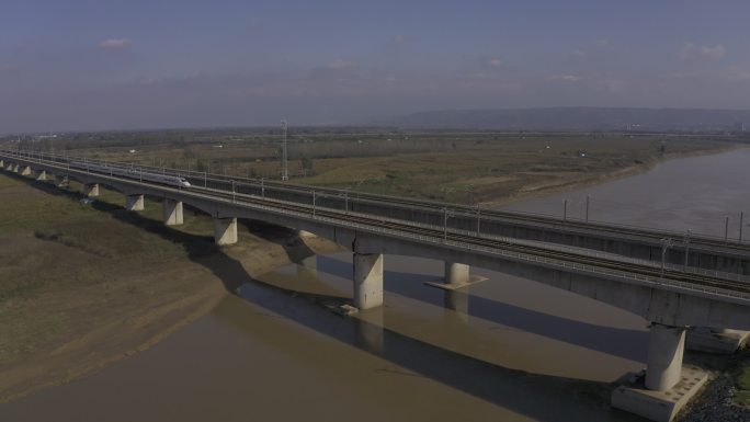 4K-log原素材-渭南铁路大桥航拍